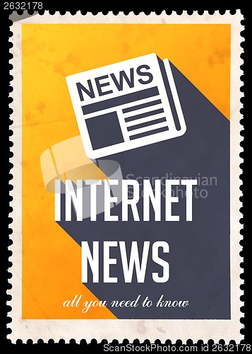 Image of Internet News on Yellow in Flat Design.