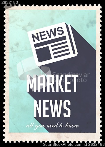 Image of Market News on Light Blue in Flat Design.