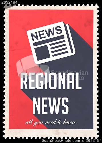 Image of Regional News on Red in Flat Design.