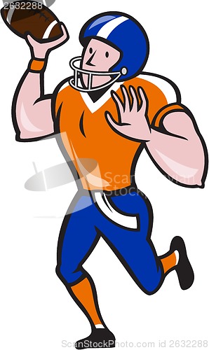 Image of American Football Quarterback Throw Ball Isolated Cartoon