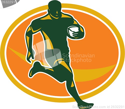 Image of Rugby Player Running Ball Silhouette