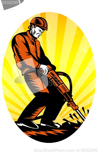 Image of Construction Worker Jackhammer Oval