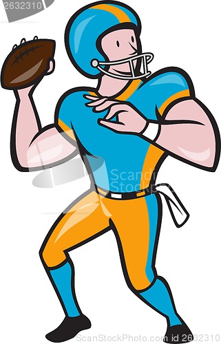 Image of American Football Quarterback QB Throwing Cartoon