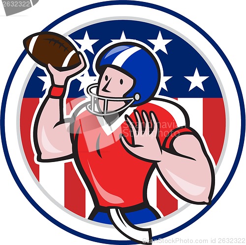 Image of Football Quarterback Throwing Circle Cartoon
