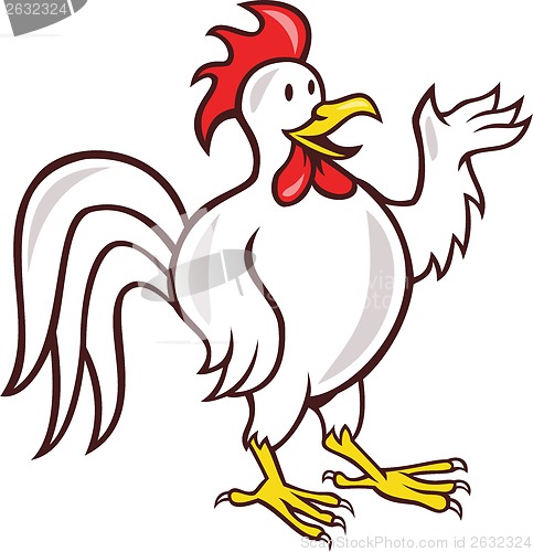 Image of Rooster Cockerel Waving Hello Cartoon