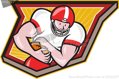 Image of American Football Running Back Run Shield Cartoon