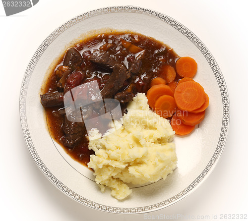 Image of British beef and tomato stew from above