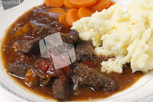 Image of British beef stew closeup