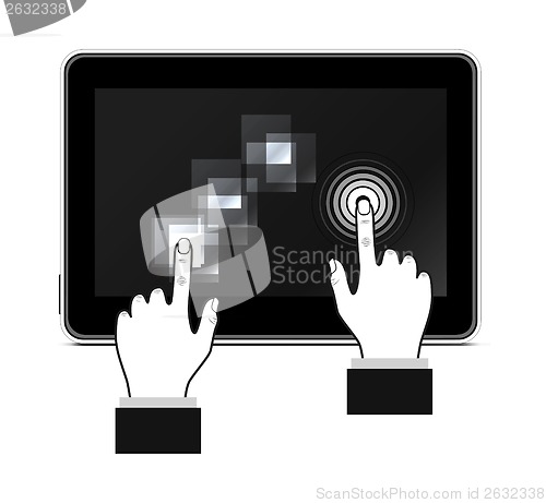 Image of Man hand touching screen