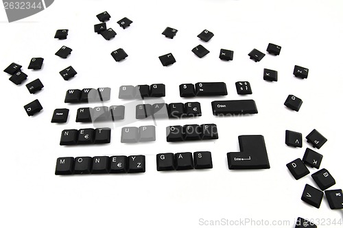 Image of chaos and words from the keyboard keys