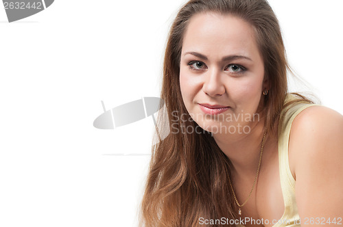 Image of Cheerful woman with fresh clear skin