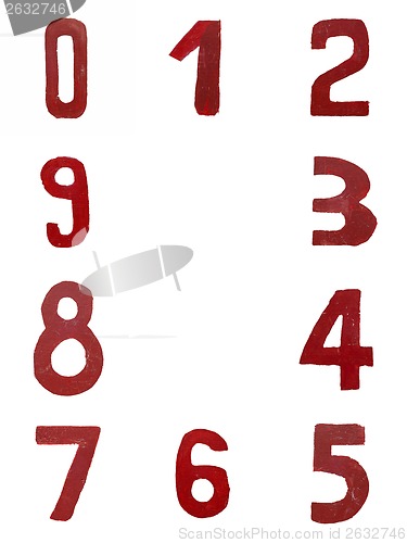 Image of Red handwritten numbers