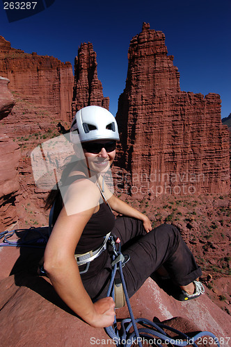 Image of Female rock climber