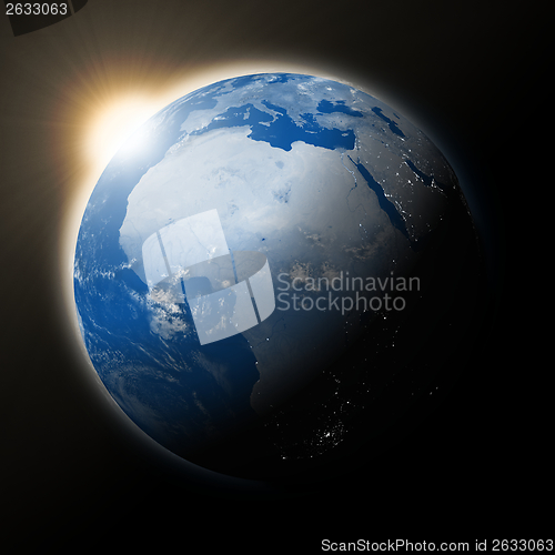 Image of Sun over Africa on planet Earth