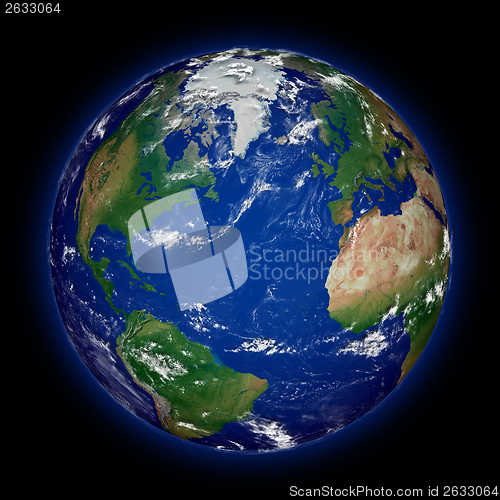 Image of Northern hemisphere on planet Earth