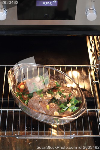 Image of beef steaks in the kitchen 