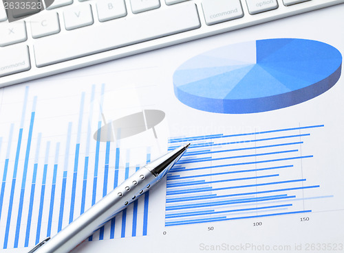 Image of Business chart with computer keyboard