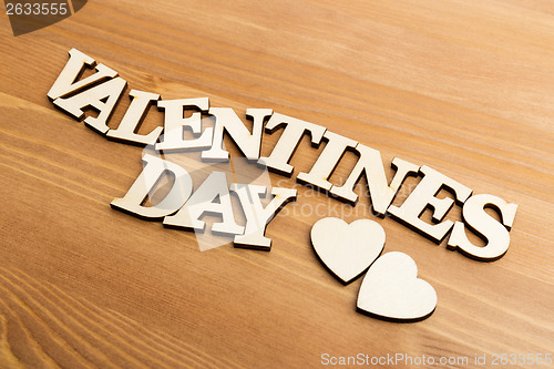 Image of Vintage wooden letters forming phrase Valentines day