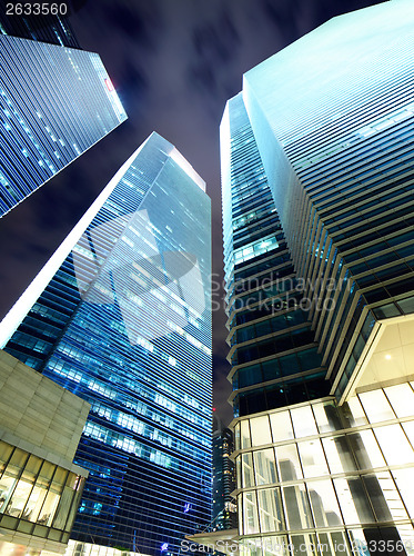 Image of Modern buildings at night