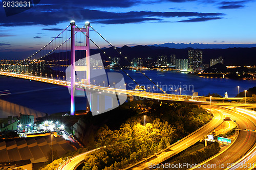 Image of Bridge at sunset in Hong Kong