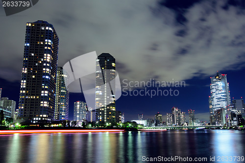 Image of Tsukishima in Tokyo at night