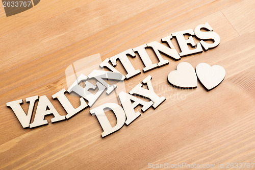 Image of Wooden letters forming phrase Valentines day 