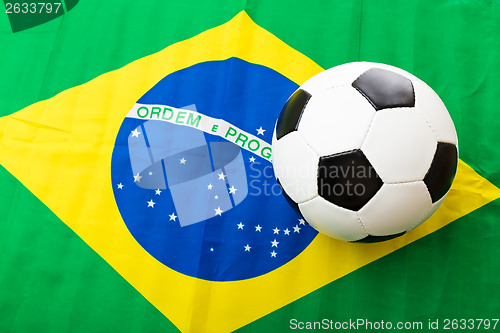 Image of Brazil Flag and soccer ball