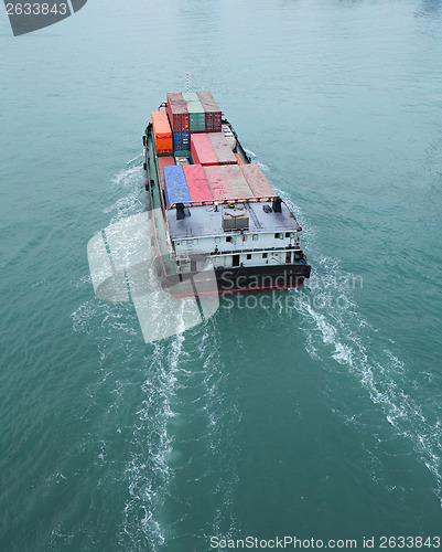 Image of Aerial view of Cargo vessel