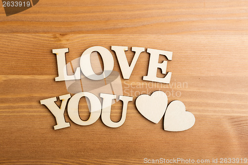 Image of Love You wooden text