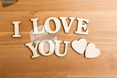 Image of I Love You wooden text