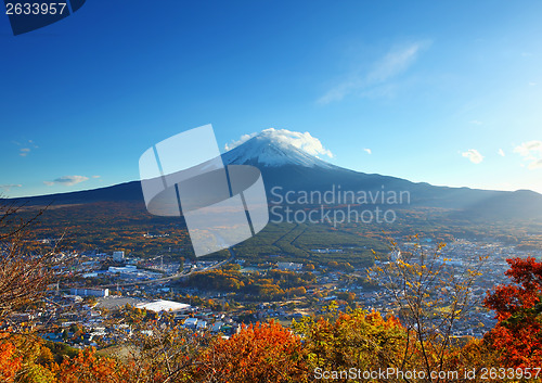 Image of Mountain fuji and village