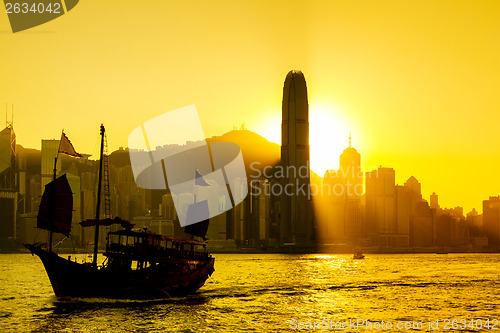 Image of Hong Kong sunset at Victoria Harbor 