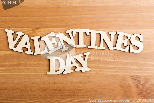 Image of Wooden letters forming phrase Valentines day