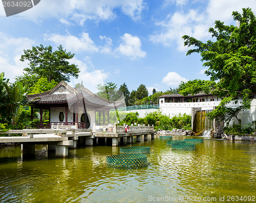 Image of Chinese architecture in garden