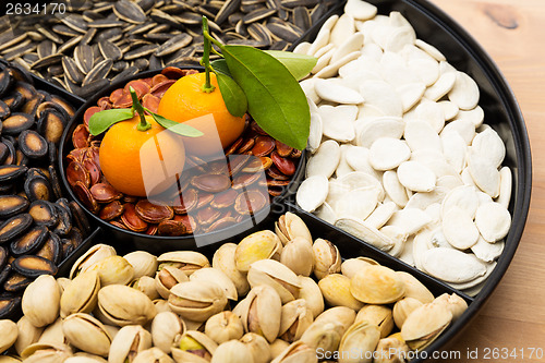 Image of Lunar new year snack box and citrus fruit 