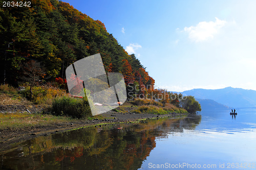 Image of Beautiful lake during autumn season