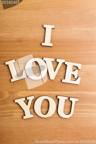 Image of Wooden letters forming phrase I Love You