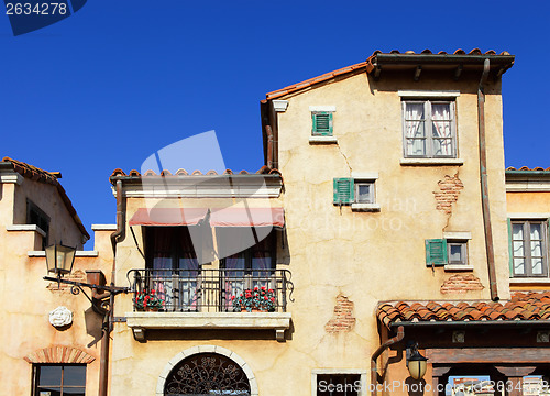 Image of Mediterranean house with clear blue sky