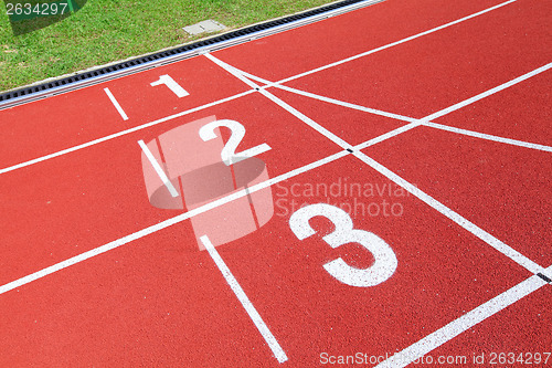 Image of Athletics stadium running track 