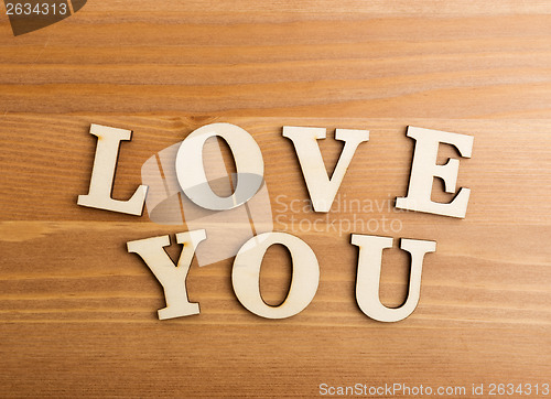 Image of Love You wooden text