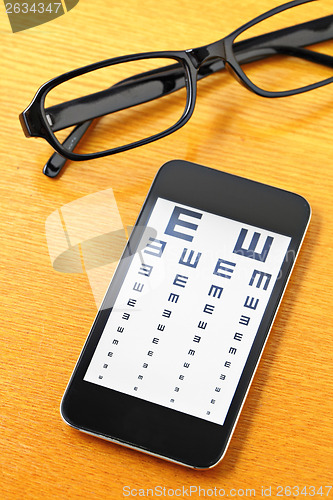 Image of Eyechart on mobile with glasses