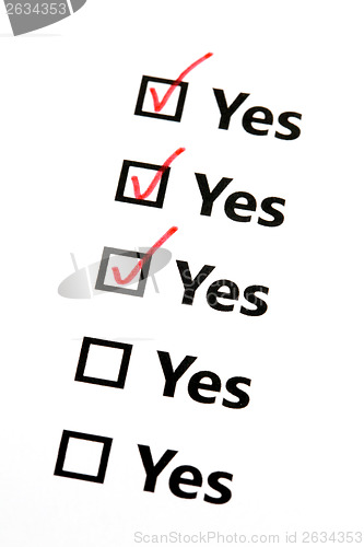 Image of Yes checkbox