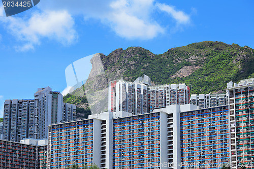 Image of Hong Kong Housing under mountain Lion Rock 