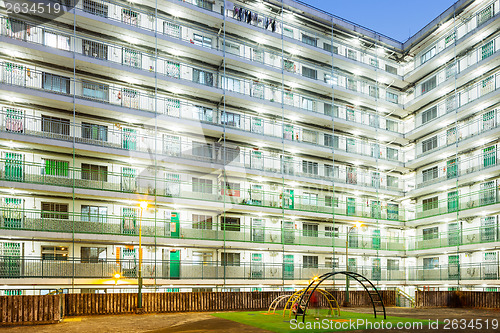 Image of Public housing in Hong Kong at night 