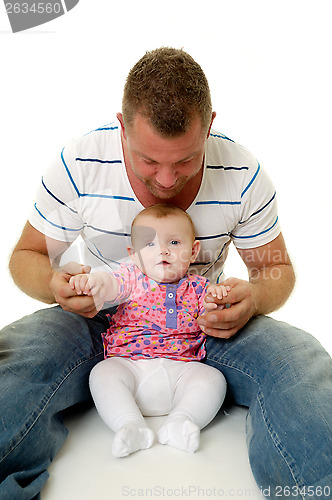 Image of Smiling father and baby