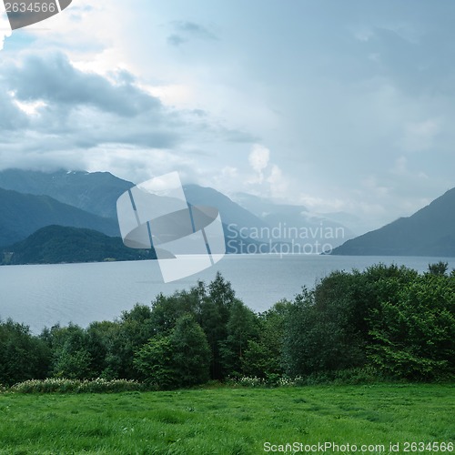 Image of Fjord in a hazy weather, Norway