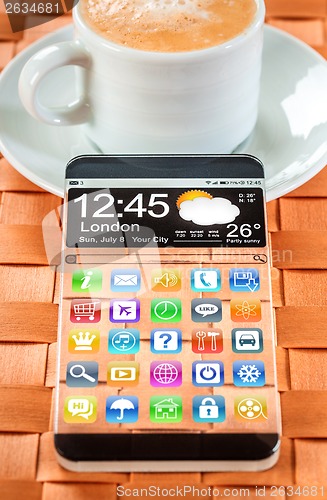 Image of Smartphone with a transparent display.