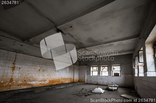 Image of Old tiled wall of an industrial building