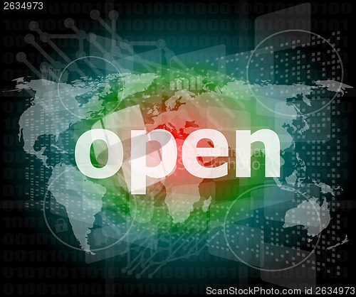 Image of Security concept: open word on digital screen