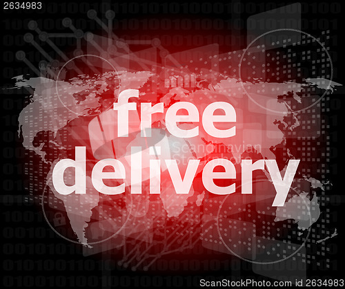 Image of free delivery word on a virtual digital background